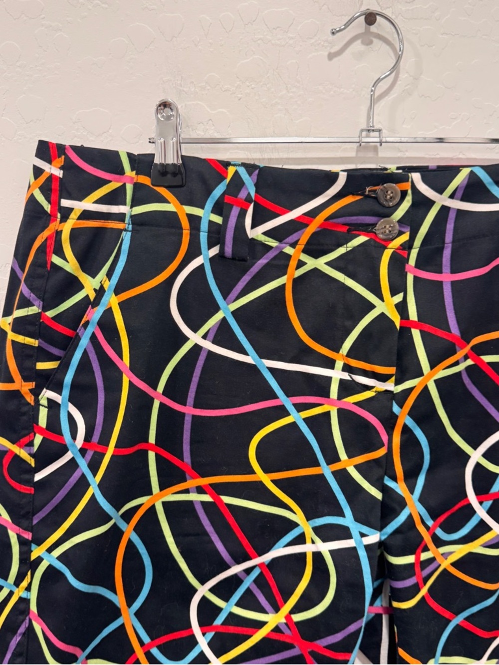 Loudmouth Golf Shorts Women’s 10 Black Neon Lines Athletic Cotton Blend Outdoor - Picture 2 of 5